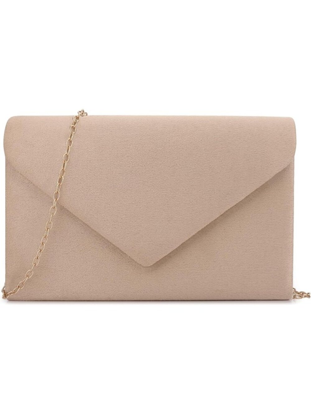 Women's Nude Suede Velvet Clutch Purse Pleated Evening Wedding Party Handbag